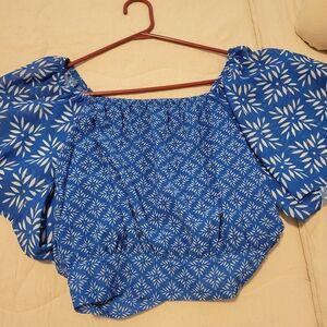 Flying Tomato Blue and White Floral Blouse